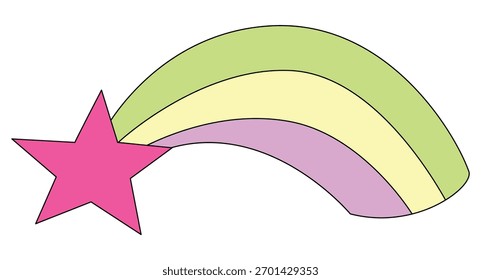 Arco-íris bonito com ilustração de vetor de estrela