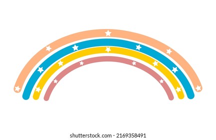 Cute rainbow stars boho flat vector icon design.