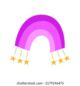 Rutsche Regenbogen mit Sternen. Vektorgrafik auf einfarbigem Hintergrund