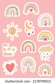 süße Regenbogen-Aufkleber Boho-Illustration