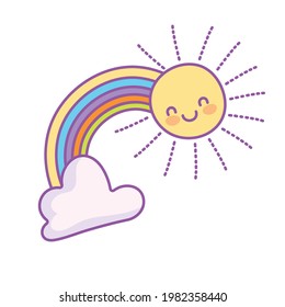 cute rainbow sun cloud cartoon