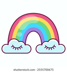 Cute rainbow. Sweet dreams. Vector illustration.