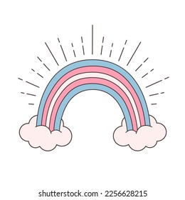 Cute rainbow. Transgender flag's colors rainbow. Love is love. Romantic, love and Valentine's day concept. Vector illustration