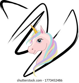 A cute rainbow unicorn vector art