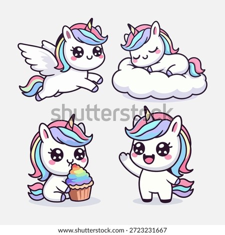 Cute Rainbow Unicorns Collection Set