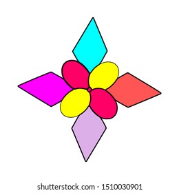 Cute Rainbow Vector Flower Shuriken. Can Be used for any gymnastic or Ninja lesson logo.
