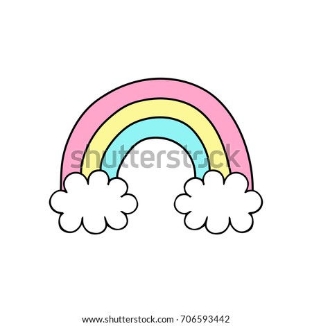 Cute Rainbow Vector Illustration Doodle Drawing Stock Vector (Royalty