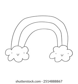 Cute rainbow. Weather icon. Simple outline design. Illustration on white background.