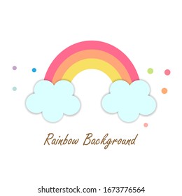 Cute rainbow.Blue clouds with colorful polka dots isolated on white background.Design for print or screen fabric ,tile ,wallpaper or card.Sweet dream.Vector.Illustration.