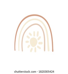 Cute rainbows for children.  With flower,in cartoon style. Isolated on white background. for kids. Cute illustration in hand drawn style for posters, prints, cards, fabric, children's books.