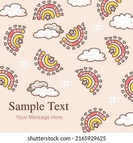 Fondo de la tarjeta vectorial de las nubes y las arcos de lluvia
