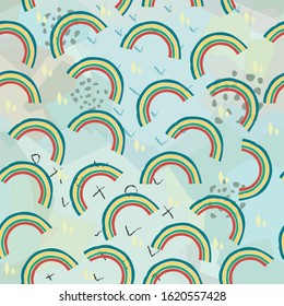 Cute rainbows. Cute Scandinavian Terracotta Pattern in modern colours. Rainbow Terracotta Vibes. Modern abstract art for prints.  Nordic Design