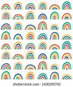 Cute rainbows seamless pattern design. Vector illustration.