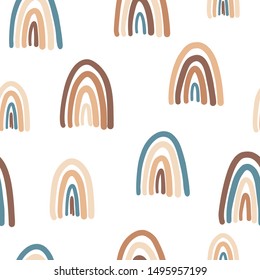Cute rainbows seamless pattern. Trendy background for textile and wrapping paper. Vector illustration