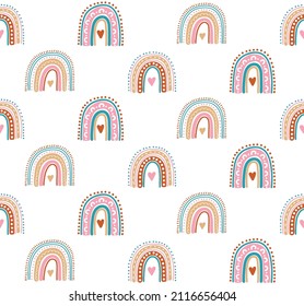 Cute rainbows seamless vector pattern
