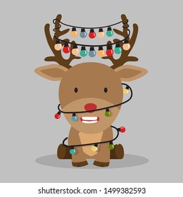 Cute raindeer  with decorated horns