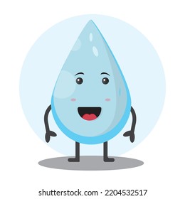 Cute Raindrop Mascot Cartoon Character Happy Smile Bubble Vector Illustration