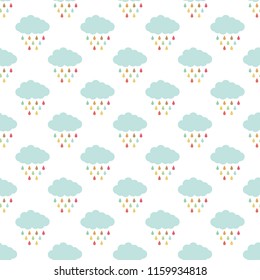 Cute Raining Clouds Seamless Pattern Colorful Stock Vector (Royalty ...