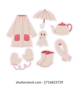 Día lluvioso lindo y colección esencial del invierno