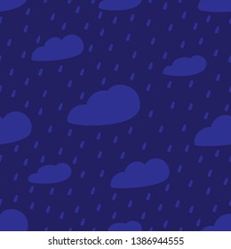 Cute rainy seamless pattern for kids. Shower background for children. Vector illustration.