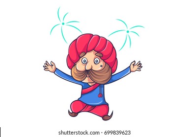 Un hombre de rajput. Ilustración vectorial. Aislado sobre fondo blanco.