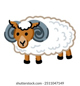 Bonito Ram isolado no fundo branco. Engraçado personagem alegre do zoológico