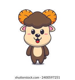Cute ram sheep cartoon vector illustration. 
Vector cartoon Illustration suitable for poster, brochure, web, mascot, sticker, logo and icon.
