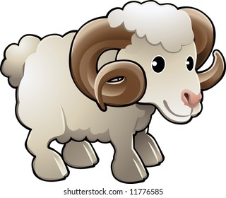 A cute ram sheep farm animal vector illustration