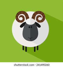 Cute Ram Sheep.Modern Flat Design Vector Illustration variant 1