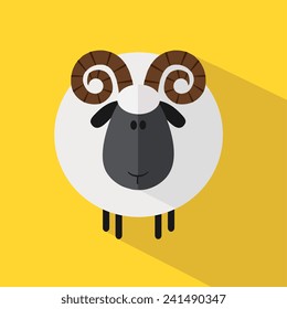 Cute Ram Sheep.Modern Flat Design Vector Illustration variant 2