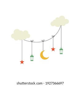 Cute Ramadan Kareem Greeting Flat Design