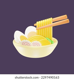 Cute ramen 3d icon illustration