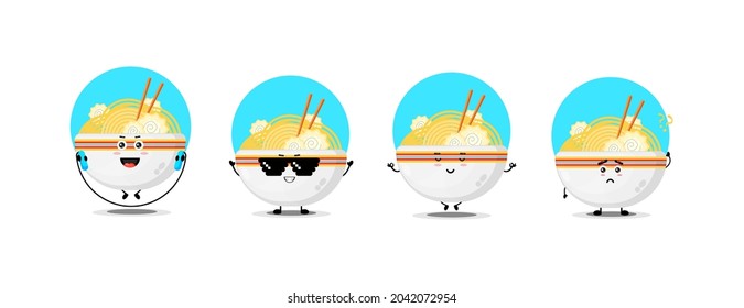 Cute ramen character collection vector design