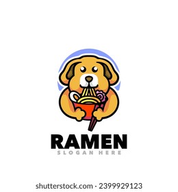 Cute ramen dog mascot cartoon logo