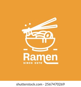 Cute ramen logo illustration. Japanese noodle food icon design, suitable for cafe and restaurant.