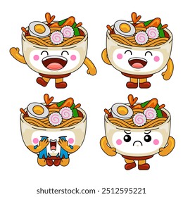 cute ramen mascot character vector illustration