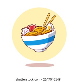 Cute ramen noodle cartoon. Vector illustration