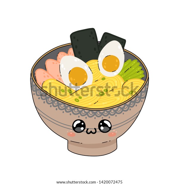 Cute Ramen Noodle Soup Bowl Japan Stock Vector Royalty Free