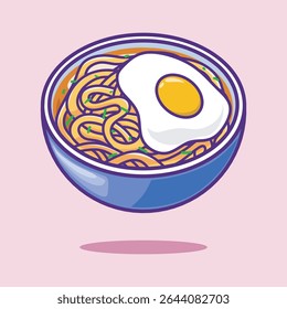 Cute Ramen Noodle Vector. Illustration Food Icon Concept Isolated.