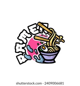 Plantilla de logotipo de mascota de fideos de ramen 