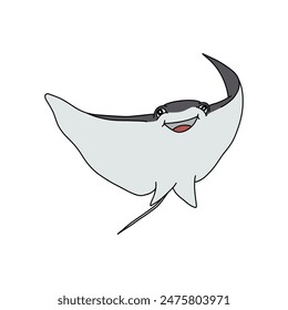 Cute ramp fish isolated on white. Vector icon. Cartoon sea animal