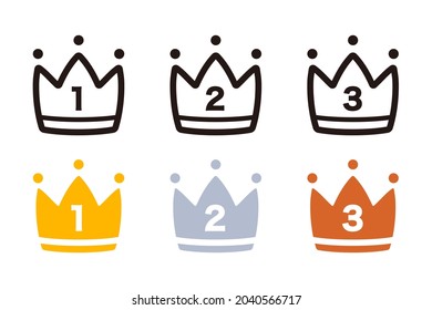 Cute ranking recommended crown icon illustration white background