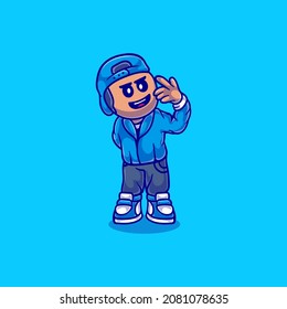 cute rapper boy illustration, cute rapper boy illustration, suitable for mascot designs or t-shirts about rappers