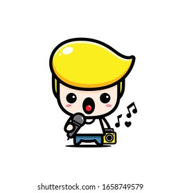 cute rapper character vector design