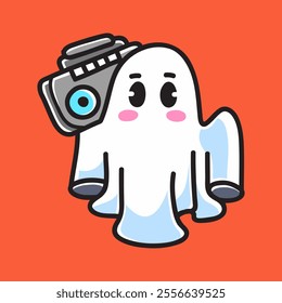 Cute Rapper Ghost Vector Cartoon Illustration