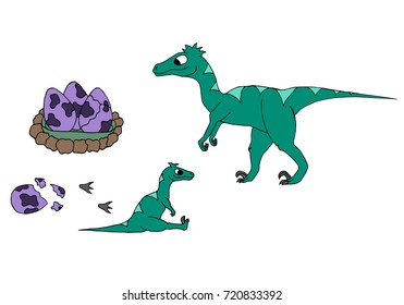 cute raptor dinosaur vector illustration