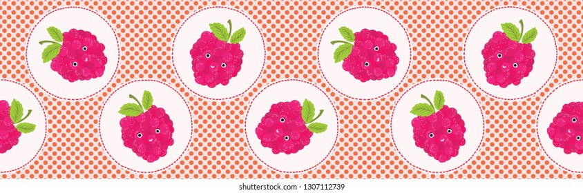 Cute Raspberries Polka Dot Vector Illustration Stock Vector (Royalty ...