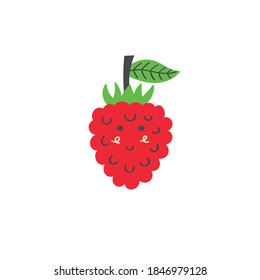 Cute raspberry berry. Vector isolated in hand drawn berry 