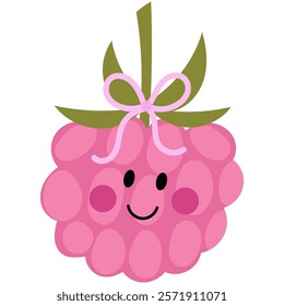 Cute raspberry character with pink bow. Perfect for whimsical and playful designs. Childish style