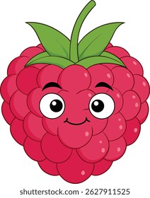 Cute raspberry fruit cartoon happy.